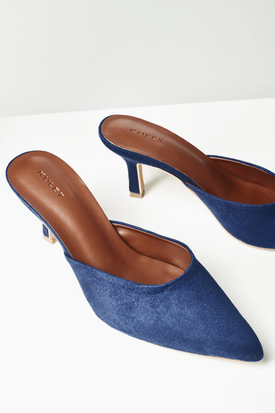 INEZ Kitten Heel in Suede Navy